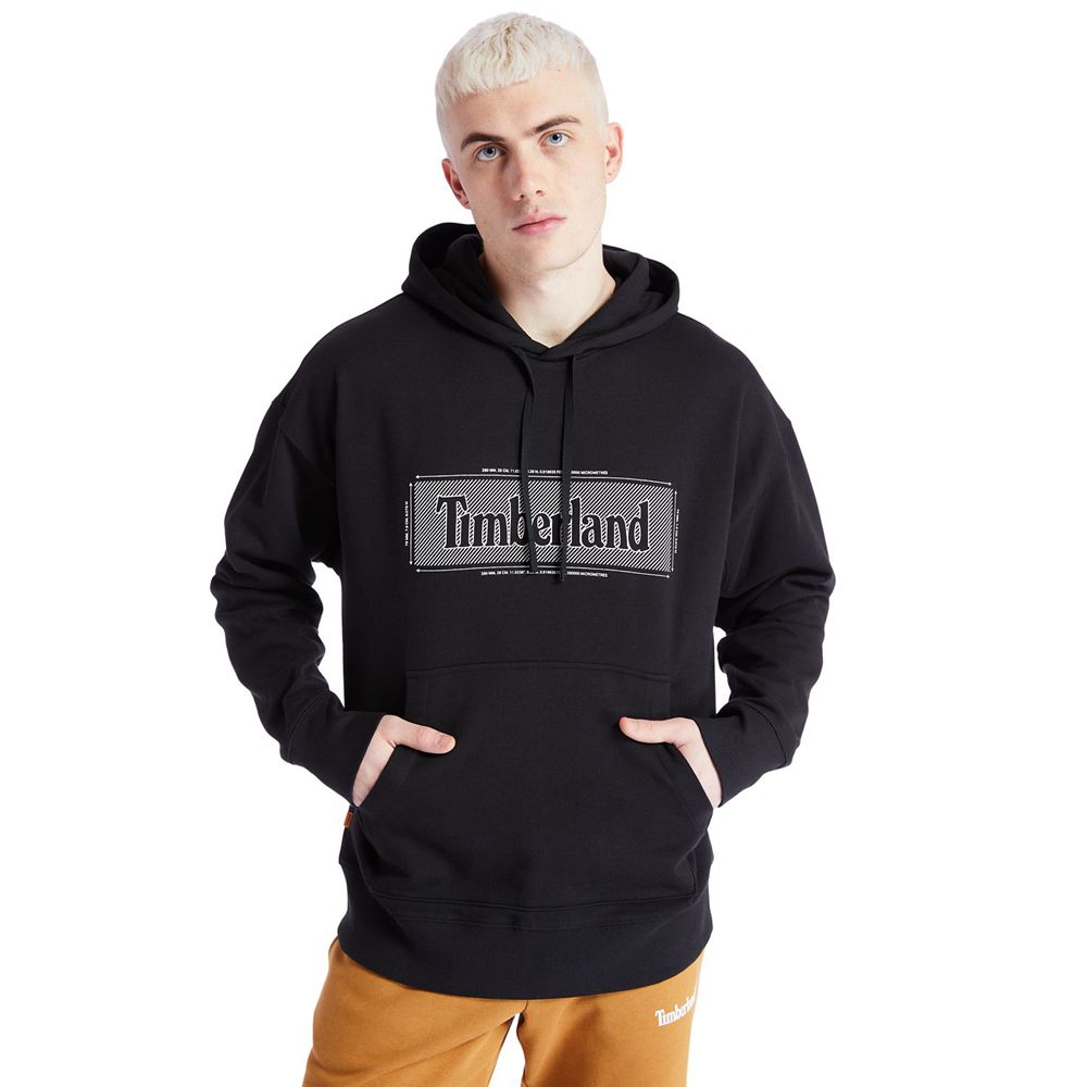 Timberland Mens Sweatshirts Logo Hoodie - Black - India VX3756089